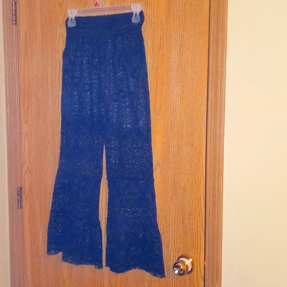 Black Hawaiian (Lace look) Flare/bootcut w/ pockets & elastic waist trousers